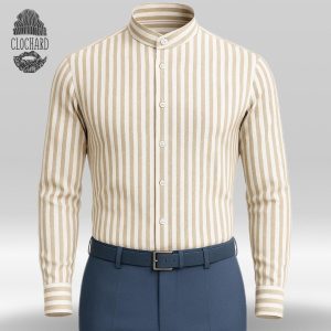 Chemise Rayée à Col Mao