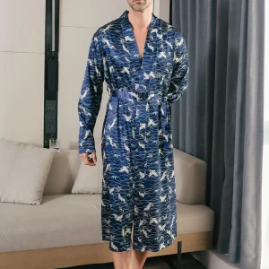 Peignoir de Luxe Soyeux Bleu