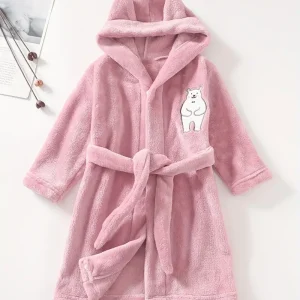 Peignoir de Bain Enfant Fille avec Motif D'ours