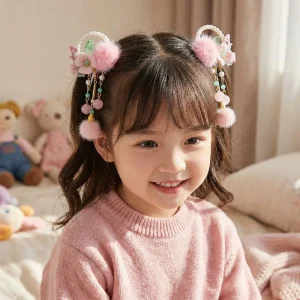 Accessoire Cheveux Enfant Rose | Fleurs & Perles Délicates