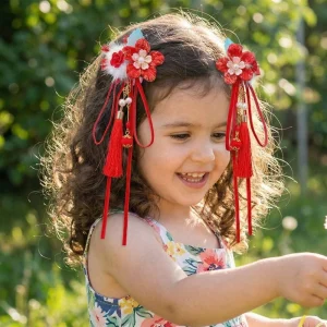 Accessoires Cheveux Fillette Rouge | Fleurs & Rubans Élégants