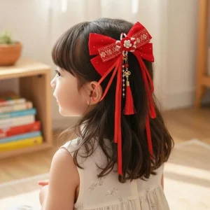 Accessoires Cheveux Fillette Rouge | Grand Nœud Satiné