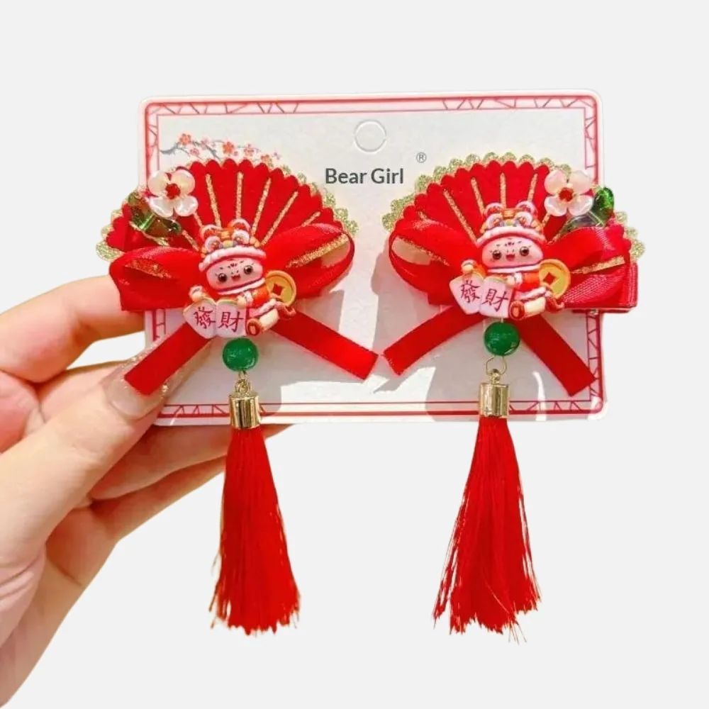 Barrette Bebe Fille Rouge | Éventail Floral Délicat – Image 3