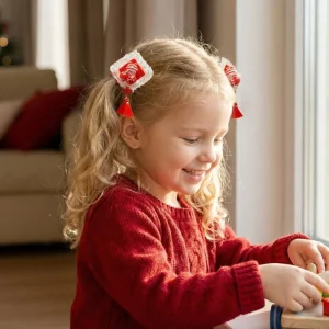 Barrette Cheveux Fille Rouge | Motifs Chinois Traditionnels
