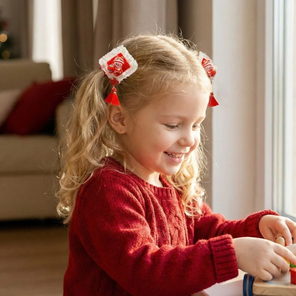 Barrette Cheveux Fille Rouge | Motifs Chinois Traditionnels