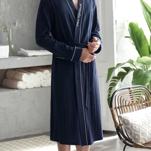 Peignoir de Luxe en Coton Bleu