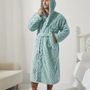 Peignoir Bleu Luxueux avec Capuche