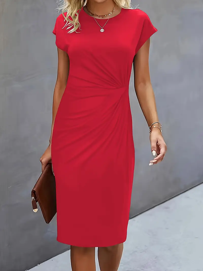 Robe de couleur unie pour femmes | Midi – Image 5