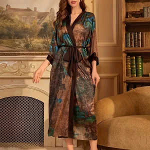 Kimono de Qualité Peignoir Paysage Chinois