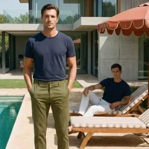 Milano pantalone chino uomo in gabardina stretch extra slim fit ①