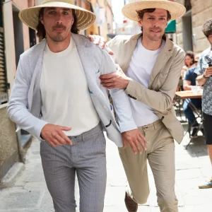 Torino Ocean pantalone chino uomo in cotone galles sfumato slim fit